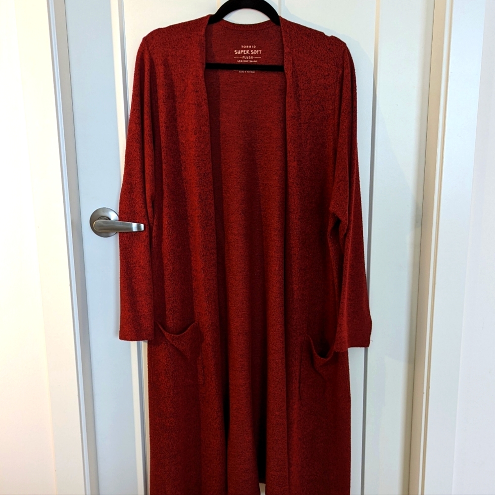 Torrid Red Open Front Cardigan